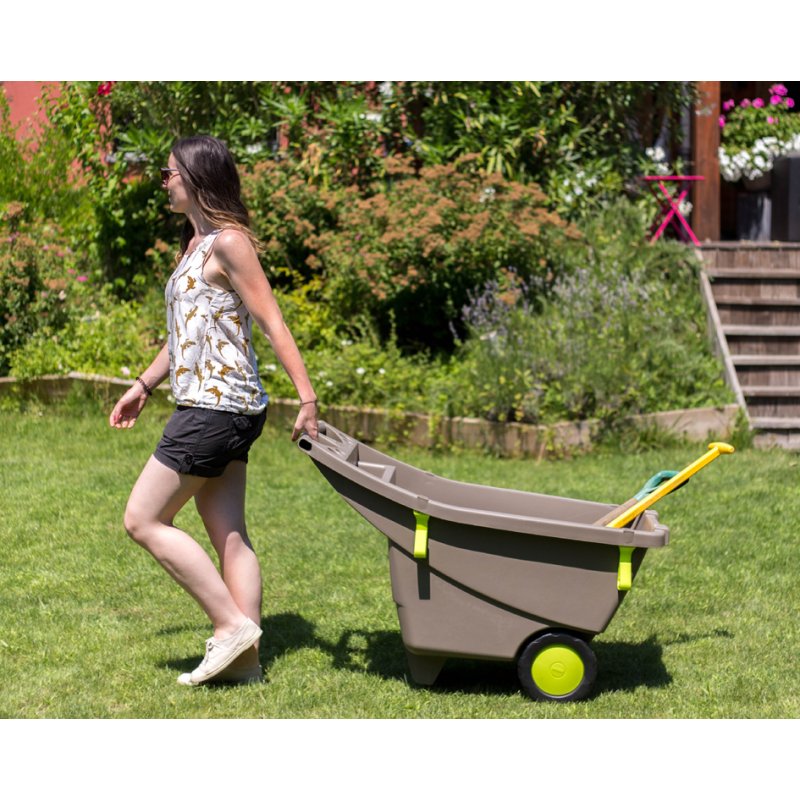 EDA garden trolley 140 litres, brown/green, plastic